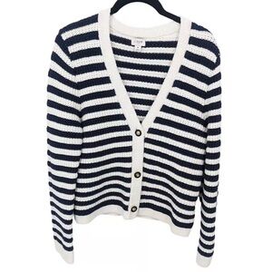 J. Crew Navy and White Striped Cardigan